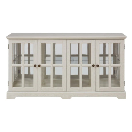 Antique White LED Glass Display Cabinet With Adjustable Shelves - Omega Lifestyles