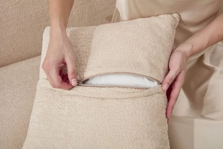 Beige Chenille L-Shape Sectional Sofa With Chaise - Omega Lifestyles