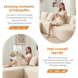 Beige Chenille L-Shape Sectional Sofa With Chaise - Omega Lifestyles