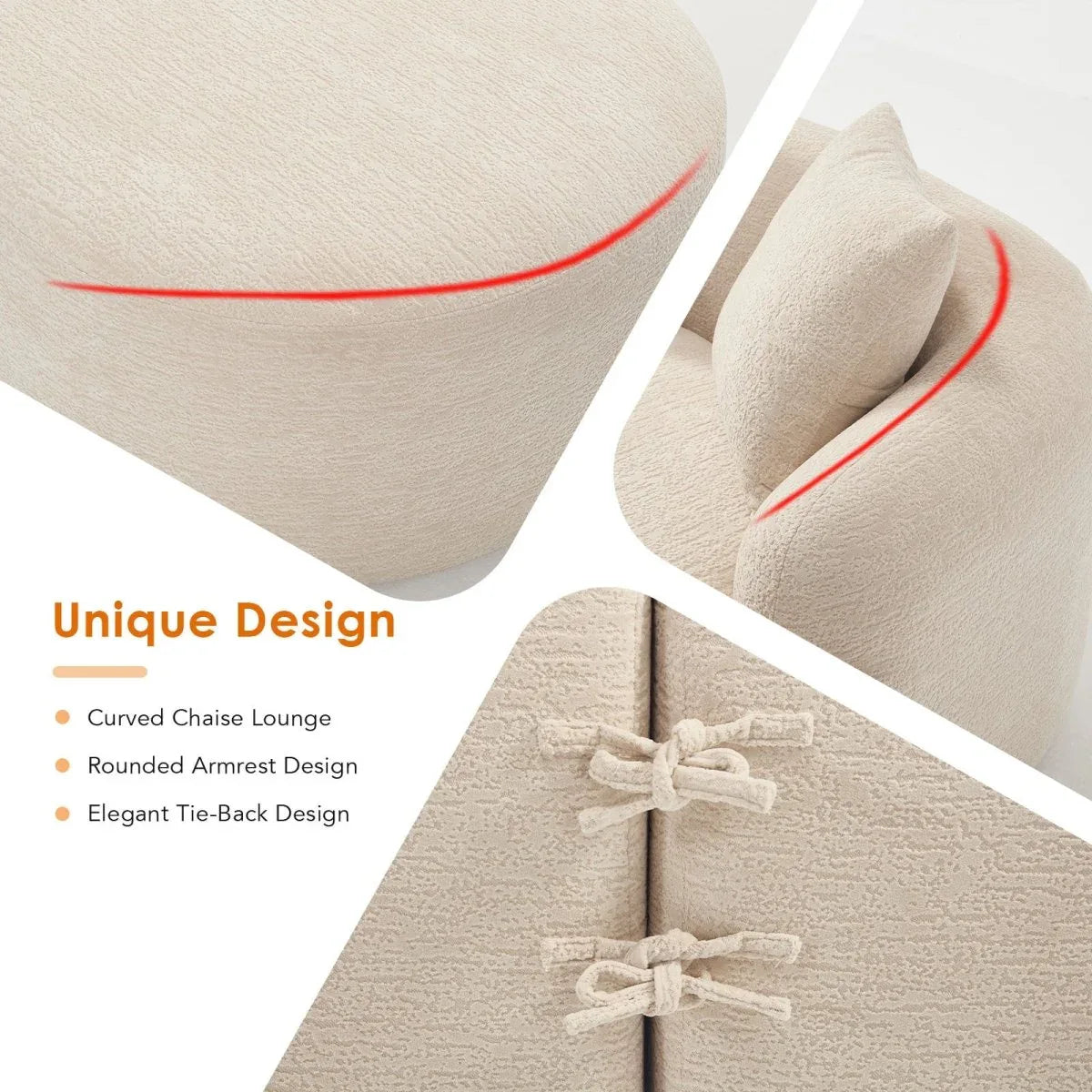 Beige Chenille L-Shape Sectional Sofa With Chaise - Omega Lifestyles