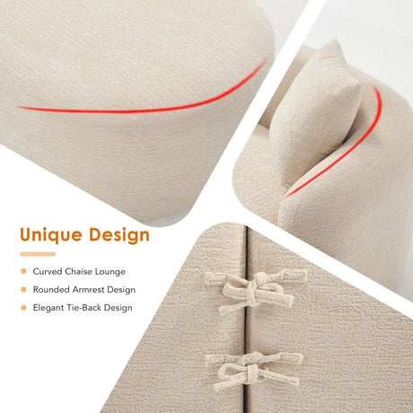 Beige Chenille L-Shape Sectional Sofa With Chaise - Omega Lifestyles