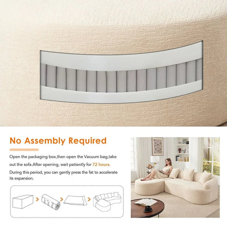 Beige Chenille L-Shape Sectional Sofa With Chaise - Omega Lifestyles