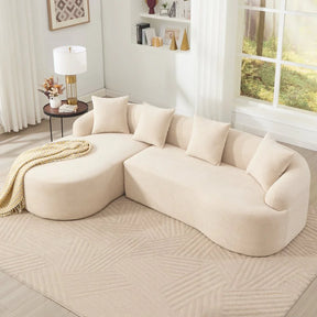 Beige Chenille L-Shape Sectional Sofa With Chaise - Omega Lifestyles