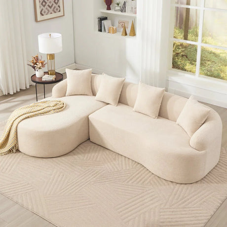 Beige Chenille L-Shape Sectional Sofa With Chaise - Omega Lifestyles