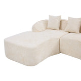 Beige Chenille L-Shaped Medium-Soft 4-Seat Sofa - Omega Lifestyles
