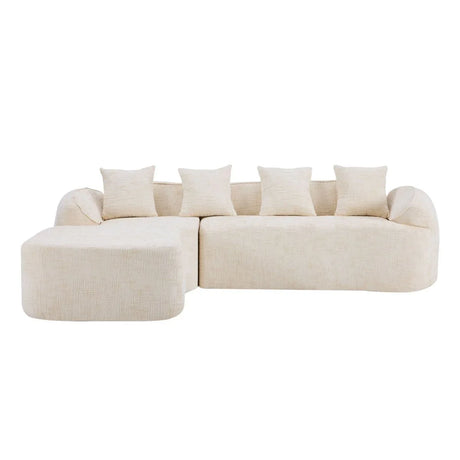 Beige Chenille L-Shaped Medium-Soft 4-Seat Sofa - Omega Lifestyles