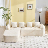 Beige Chenille L-Shaped Medium-Soft 4-Seat Sofa - Omega Lifestyles