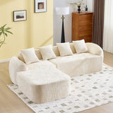 Beige Chenille L-Shaped Medium-Soft 4-Seat Sofa - Omega Lifestyles