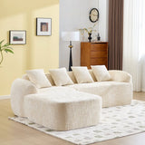 Beige Chenille L-Shaped Medium-Soft 4-Seat Sofa - Omega Lifestyles