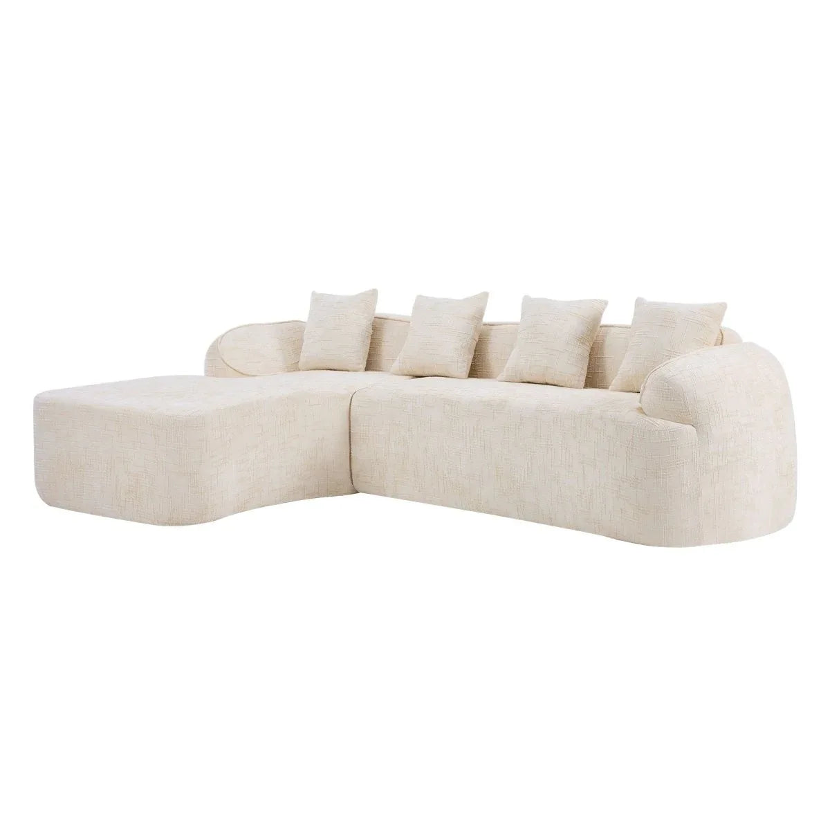 Beige Chenille L-Shaped Medium-Soft 4-Seat Sofa - Omega Lifestyles
