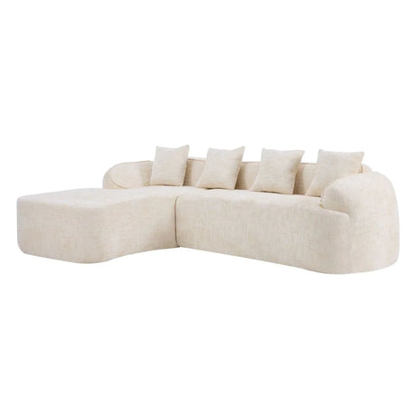 Beige Chenille L-Shaped Medium-Soft 4-Seat Sofa - Omega Lifestyles