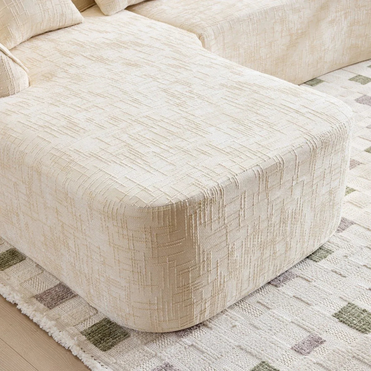 Beige Chenille L-Shaped Medium-Soft 4-Seat Sofa - Omega Lifestyles