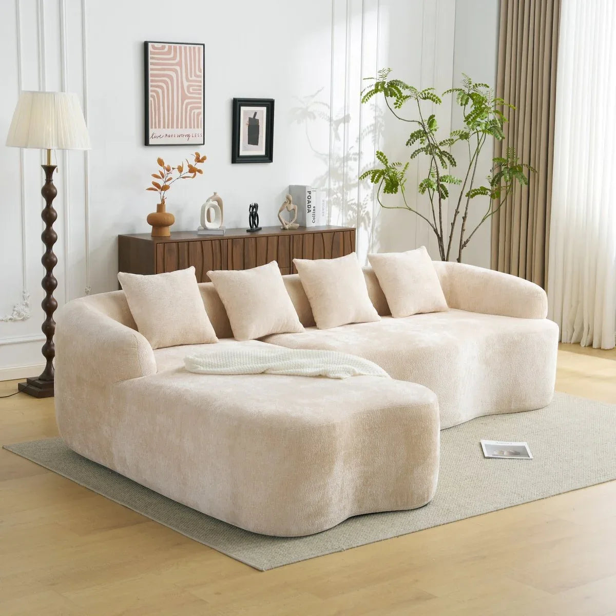 Beige Modular L-Shape Sectional Sofa With Chaise - Omega Lifestyles