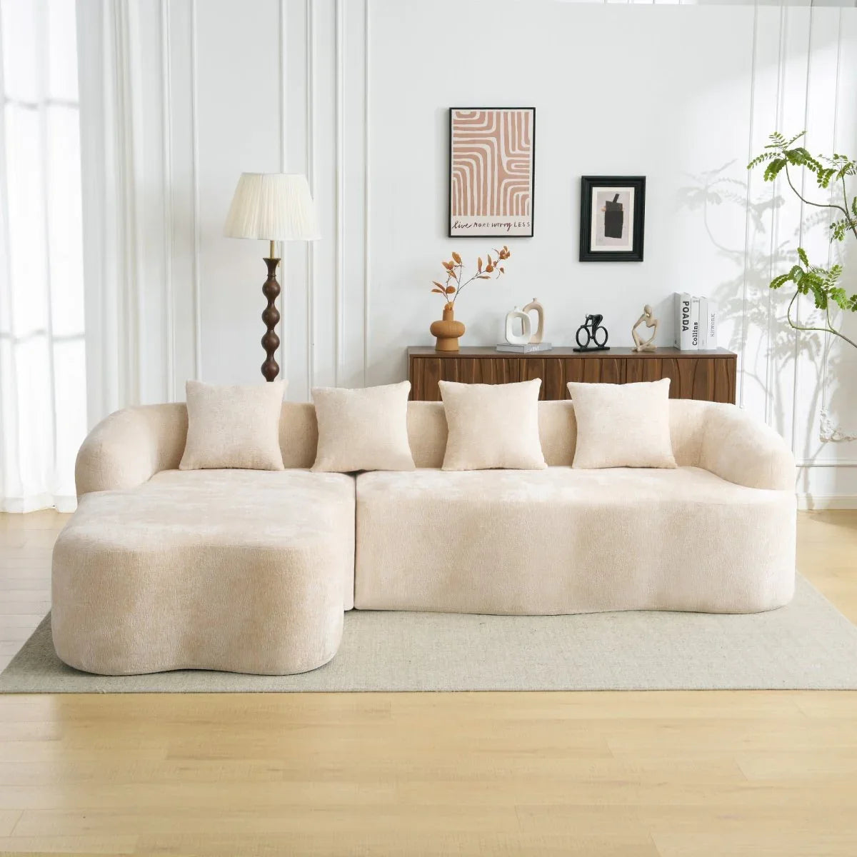 Beige Modular L-Shape Sectional Sofa With Chaise - Omega Lifestyles