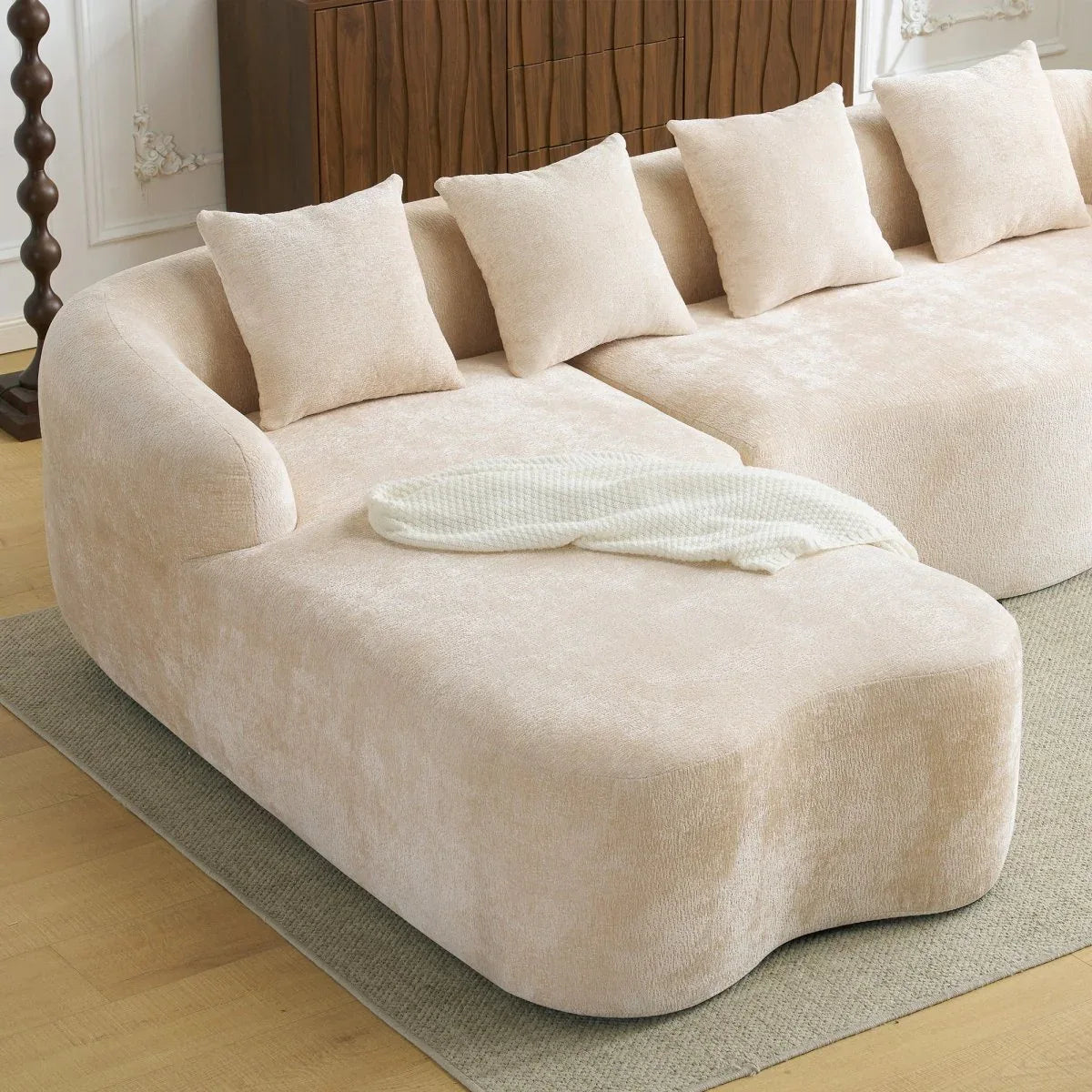 Beige Modular L-Shape Sectional Sofa With Chaise - Omega Lifestyles