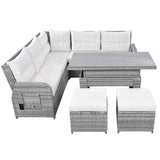 Beige Outdoor Patio Rattan Sectional Furniture Set - Serenova - Omega Lifestyles