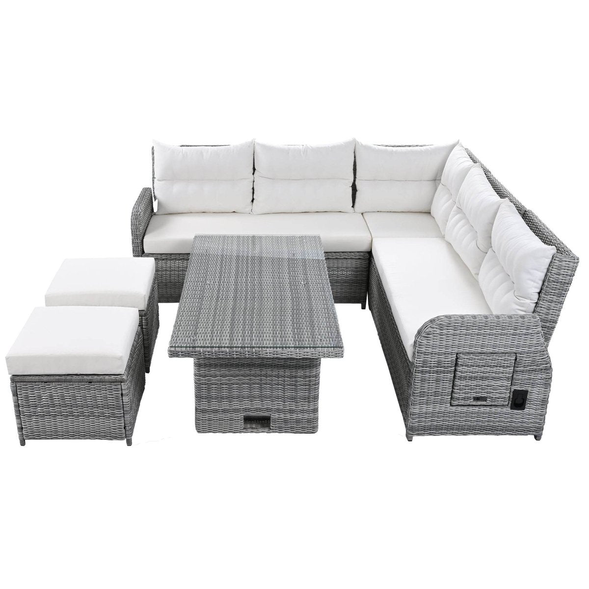 Beige Outdoor Patio Rattan Sectional Furniture Set - Serenova - Omega Lifestyles