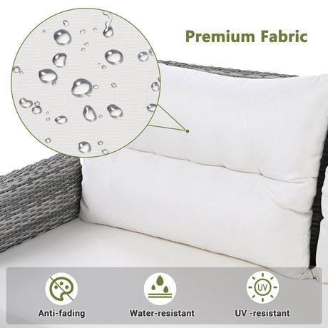 Beige Outdoor Patio Rattan Sectional Furniture Set - Serenova - Omega Lifestyles