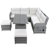 Beige Outdoor Patio Rattan Sectional Furniture Set - Serenova - Omega Lifestyles