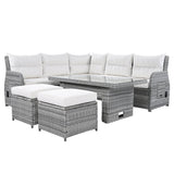 Beige Outdoor Patio Rattan Sectional Furniture Set - Serenova - Omega Lifestyles