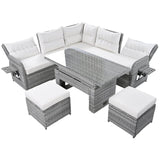 Beige Outdoor Patio Rattan Sectional Furniture Set - Serenova - Omega Lifestyles