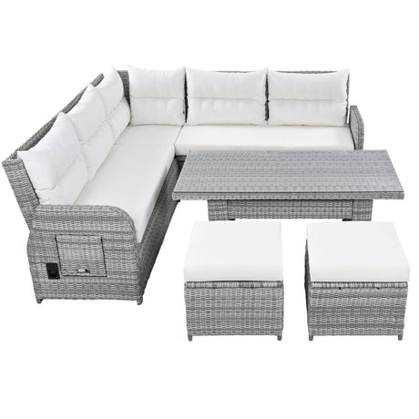 Beige Outdoor Patio Rattan Sectional Furniture Set - Serenova - Omega Lifestyles