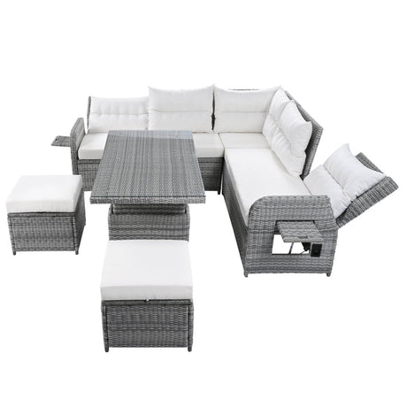Beige Outdoor Patio Rattan Sectional Furniture Set - Serenova - Omega Lifestyles