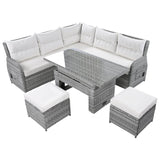 Beige Outdoor Patio Rattan Sectional Furniture Set - Serenova - Omega Lifestyles