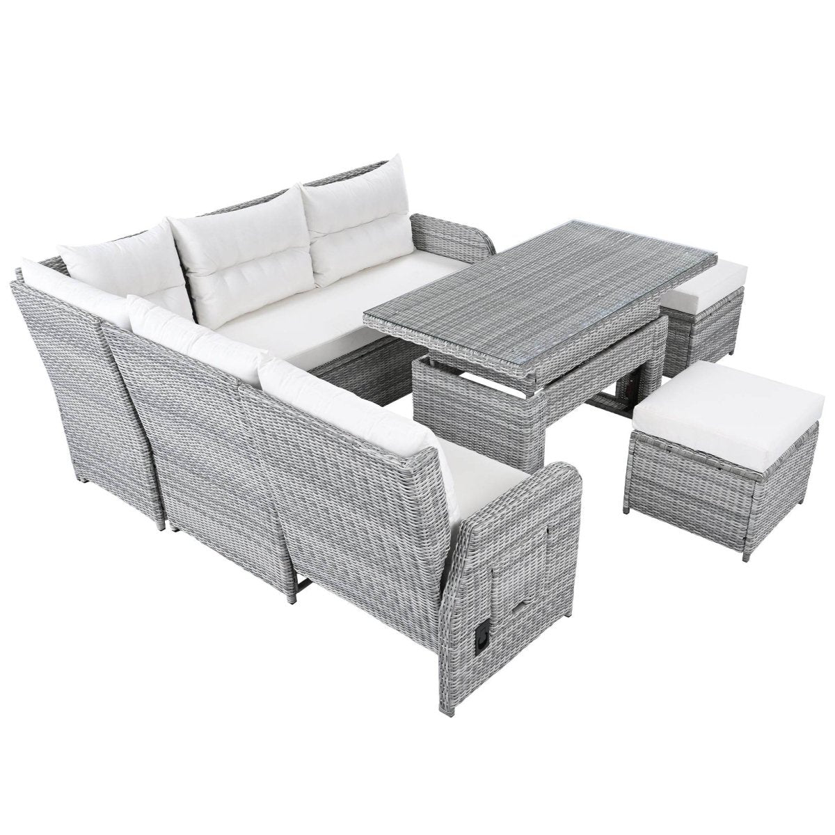 Beige Outdoor Patio Rattan Sectional Furniture Set - Serenova - Omega Lifestyles