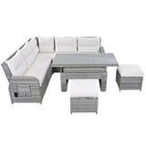 Beige Outdoor Patio Rattan Sectional Furniture Set - Serenova - Omega Lifestyles