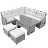 Beige Outdoor Patio Rattan Sectional Furniture Set - Serenova - Omega Lifestyles