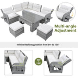 Beige Outdoor Patio Rattan Sectional Furniture Set - Serenova - Omega Lifestyles