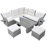 Beige Outdoor Patio Rattan Sectional Furniture Set - Serenova - Omega Lifestyles