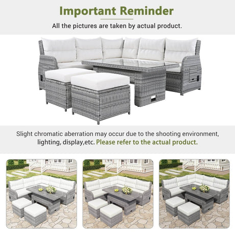 Beige Outdoor Patio Rattan Sectional Furniture Set - Serenova - Omega Lifestyles