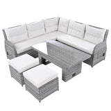 Beige Outdoor Patio Rattan Sectional Furniture Set - Serenova - Omega Lifestyles