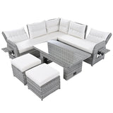 Beige Outdoor Patio Rattan Sectional Furniture Set - Serenova - Omega Lifestyles