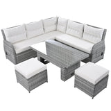 Beige Outdoor Patio Rattan Sectional Furniture Set - Serenova - Omega Lifestyles