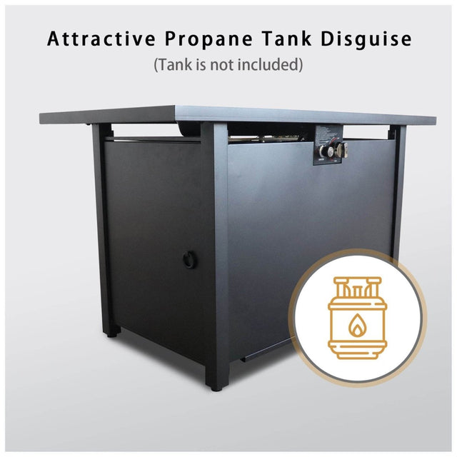 Black Steel Outdoor Fire Pit Table 25-Inch Height - Omega Lifestyles