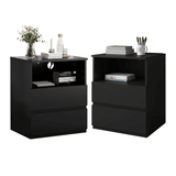 Black USB Charging End Table With Storage Drawers - Serenova - Omega Lifestyles