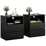 Black USB Charging End Table With Storage Drawers - Serenova - Omega Lifestyles