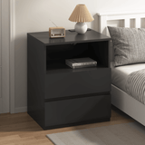 Black USB Charging End Table With Storage Drawers - Serenova - Omega Lifestyles