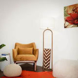 Brass Base Floor Lamp With Large White Drum Shade - Sleep Galleria