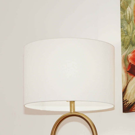Brass Base Floor Lamp With Large White Drum Shade - Sleep Galleria