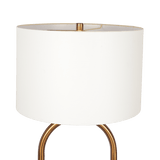 Brass Base Floor Lamp With Large White Drum Shade - Sleep Galleria