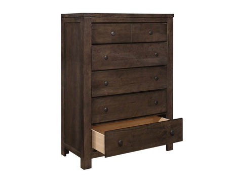 Brown Engineered Wood 5 - Drawer Chest Storage Furniture - Serenova - Omega Lifestyles