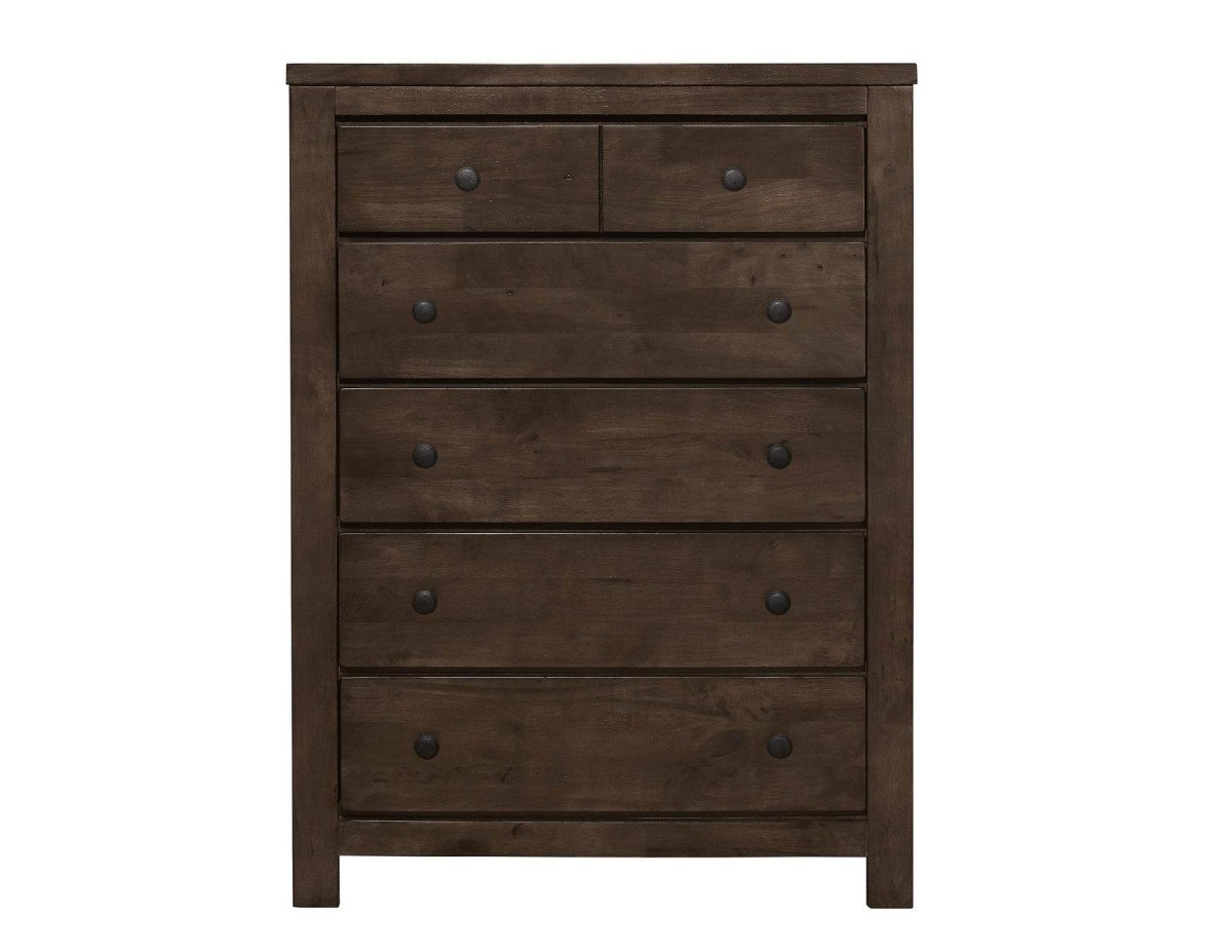 Brown Engineered Wood 5 - Drawer Chest Storage Furniture - Serenova - Omega Lifestyles