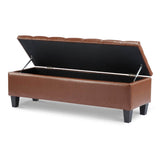 Brown PU Leather Storage Ottoman Bench With Foam Filling - Sleep Galleria