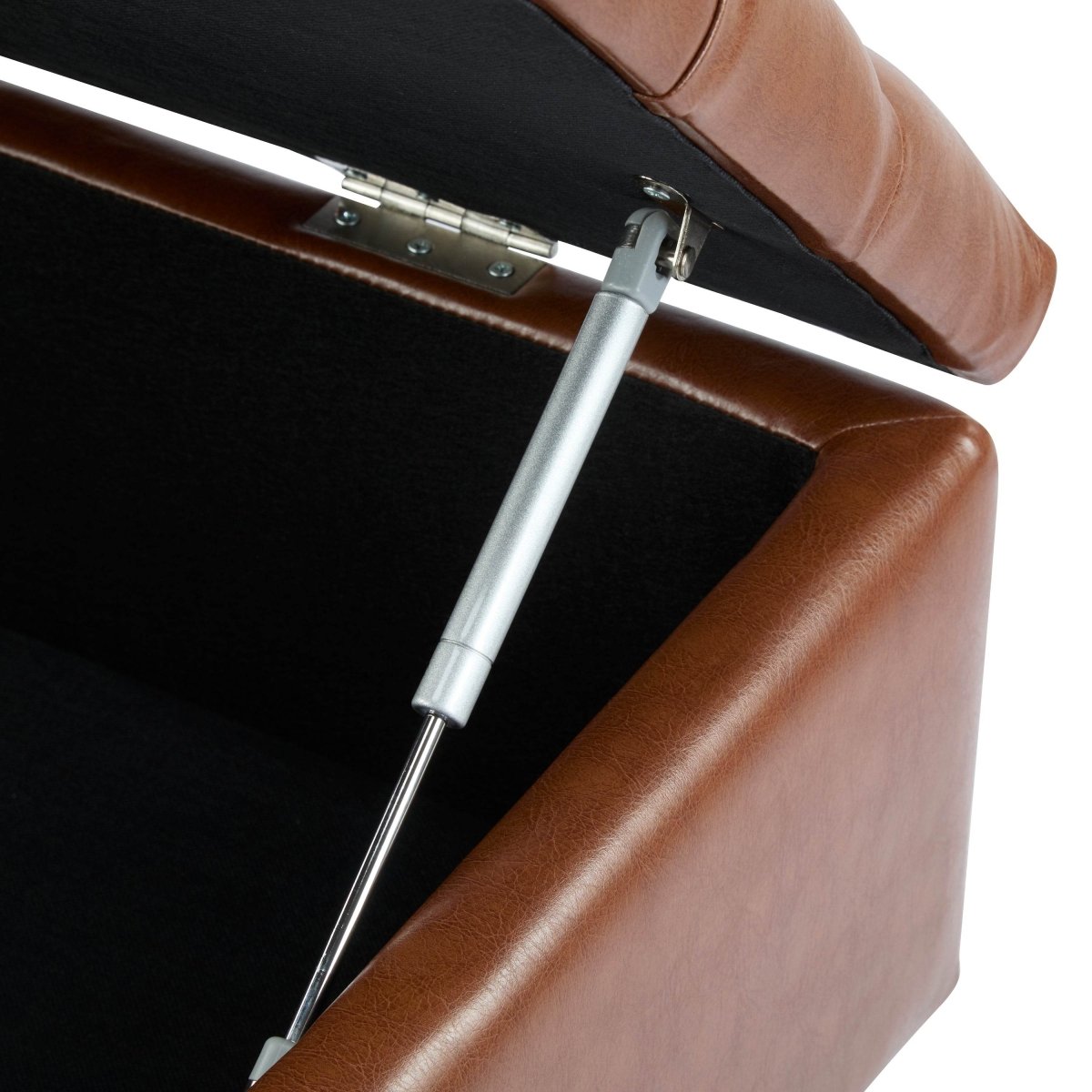 Brown PU Leather Storage Ottoman Bench With Foam Filling - Sleep Galleria