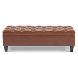 Brown PU Leather Storage Ottoman Bench With Foam Filling - Sleep Galleria