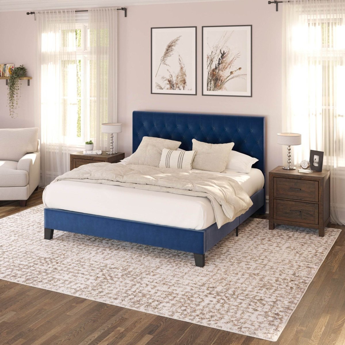 California King Solid Wood Upholstered Bed Frame - Serenova - Omega Lifestyles
